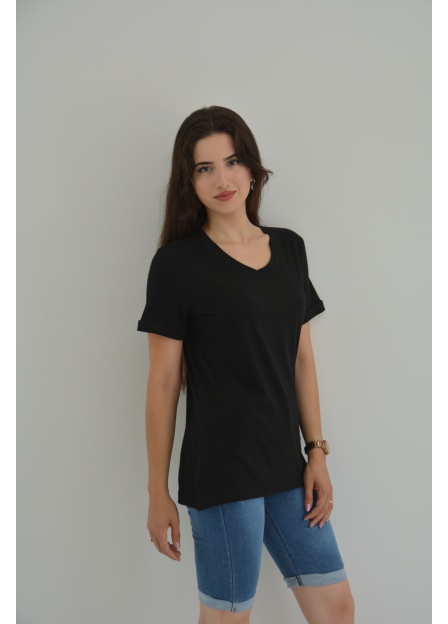 Zidan Zdn12 V Yaka kadın Yırtmaçlı Tişört