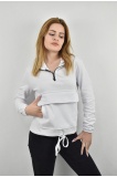 ZİDAN 310 KAPŞONLU KANGURU CEP ÜÇ İPLİK ŞARDONSUZ KADIN SWEATSHIRT