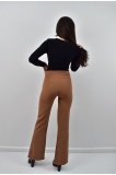 Zidan 1017 Double Paça Yırtmaçlı Kadın Kumaş Pantolon - KAHVERENGİ
