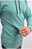 ZİDAN 4657  KAPŞONLU SWEATSHIRT- KANGURU CEPLİ BASİC - SU YEŞİLİ