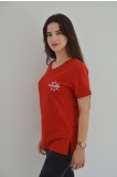Zidan Zdn13 V Yaka kadın Yırtmaçlı Baskılı Tişört
