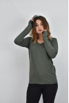 ZİDAN K-101 V YAKA KADIN UZUN KOL SWEATSHIRT - HAKİ