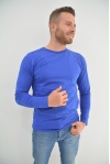 ZİDAN 4631 0 YAKA ERKEK UZUN KOL SWEATSHIRT - SAKS MAVİSİ