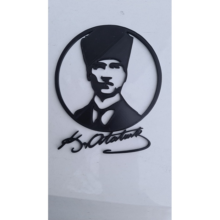 Mustafa Kemal Atatürk Silueti ve İmzası Siyah 4972030