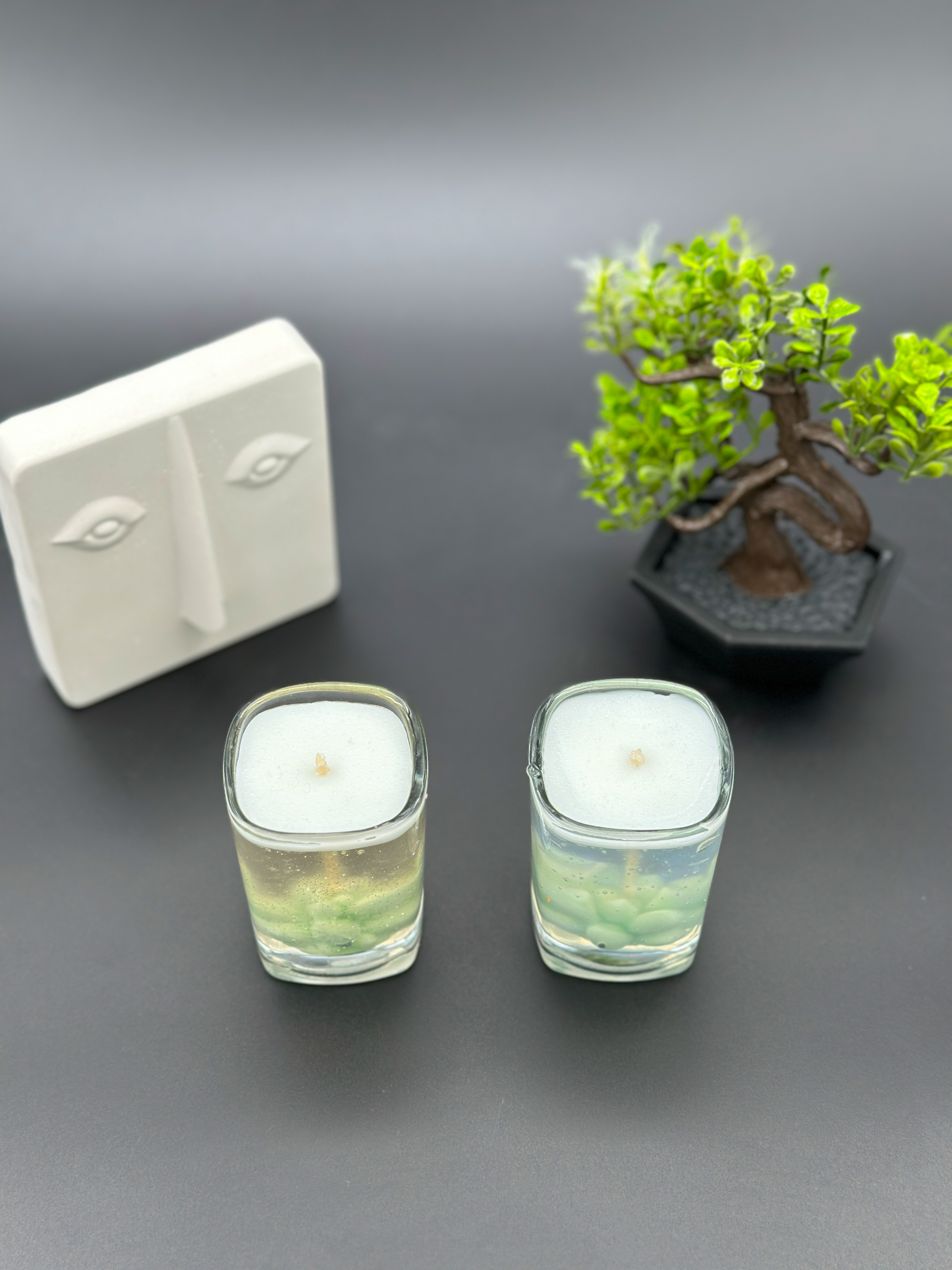 Yeşil Mini 2'li Mum Seti