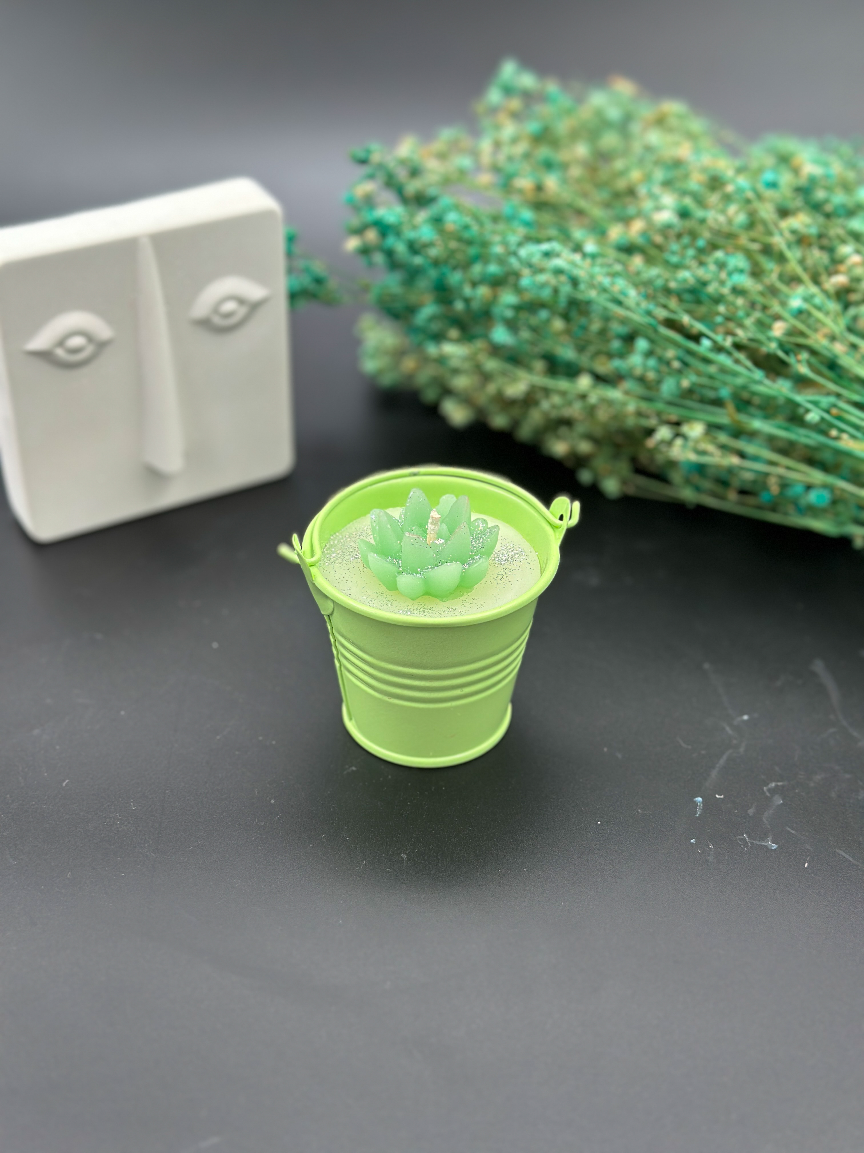 Yeşil Kova Mini Mum