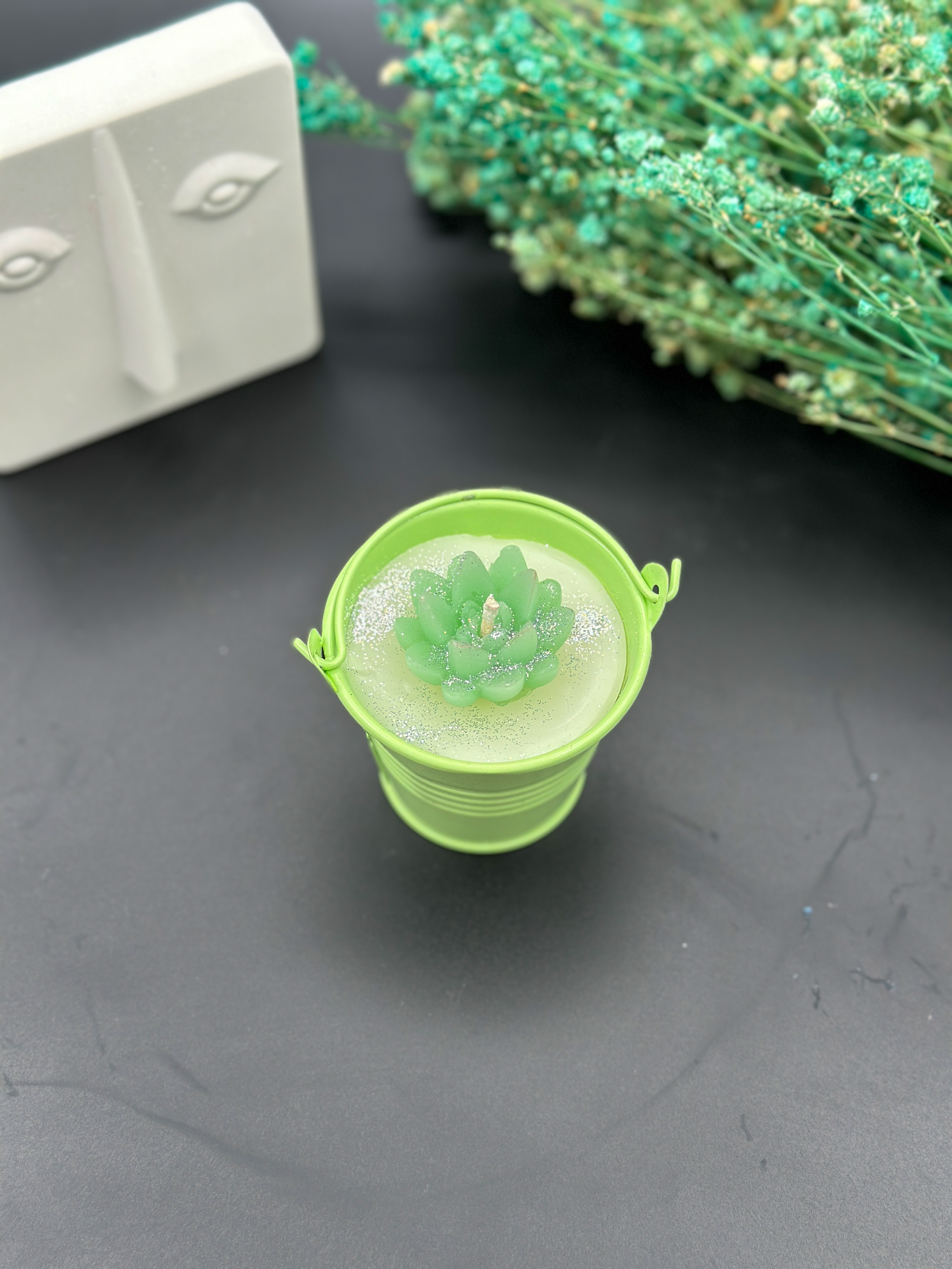 Yeşil Kova Mini Mum