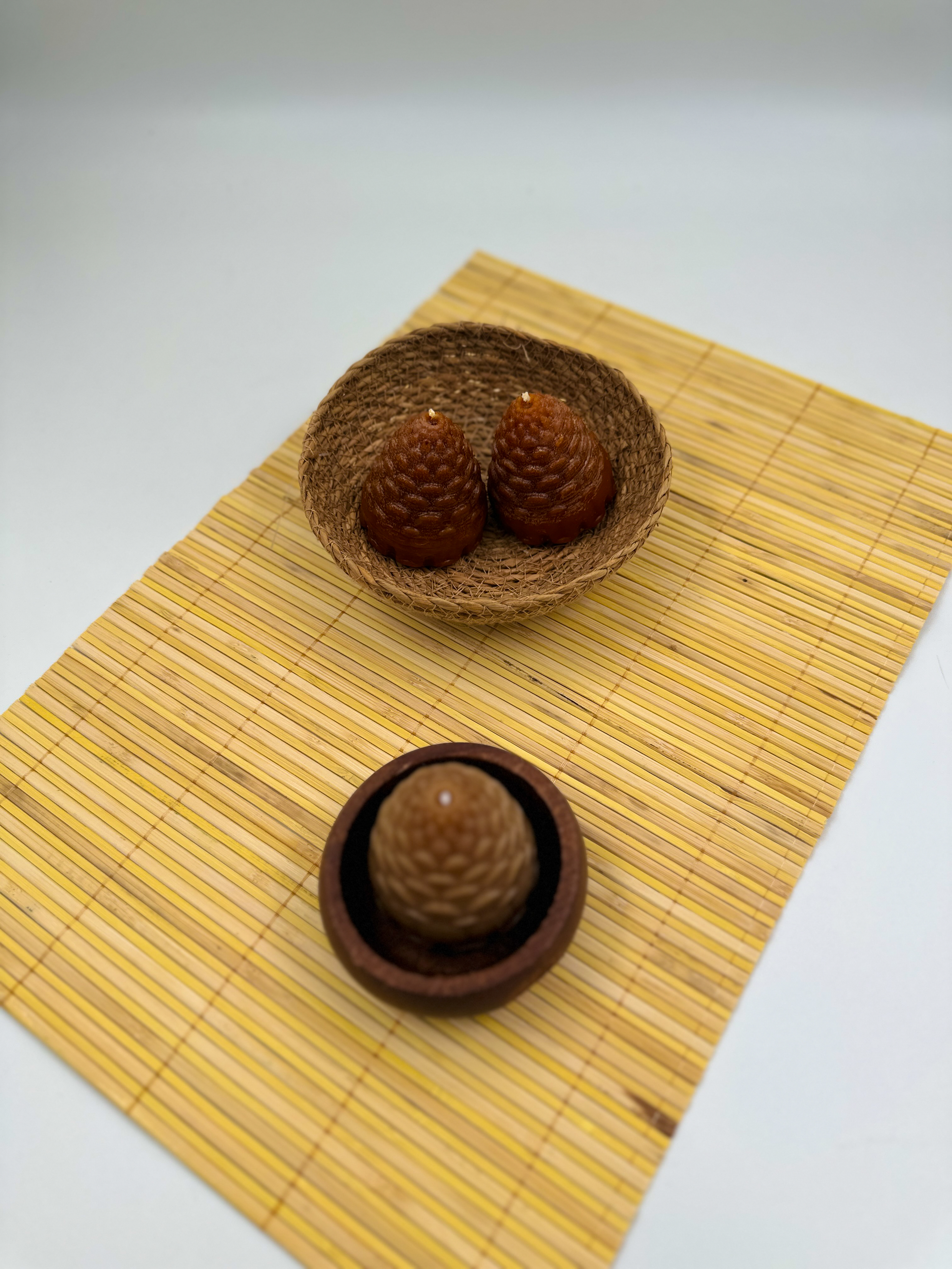 Yılbaşına Özel Kozalak 3'lü Dekoratif Mum