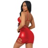 Kadın Fantezi Deri Kostüm Harness Erotik Kıyafet D21033 Kırmızı