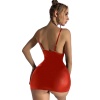 Kadın Fantezi Deri Kostüm Harness Erotik Kıyafet D21047 Kırmızı