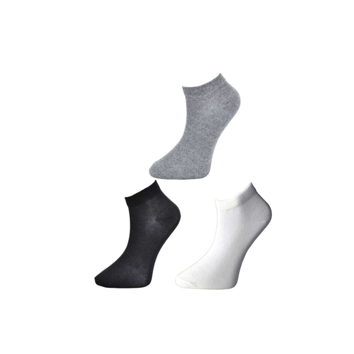 Siyah Gri ve Beyaz Kadın Bilek Çorap 6 çift