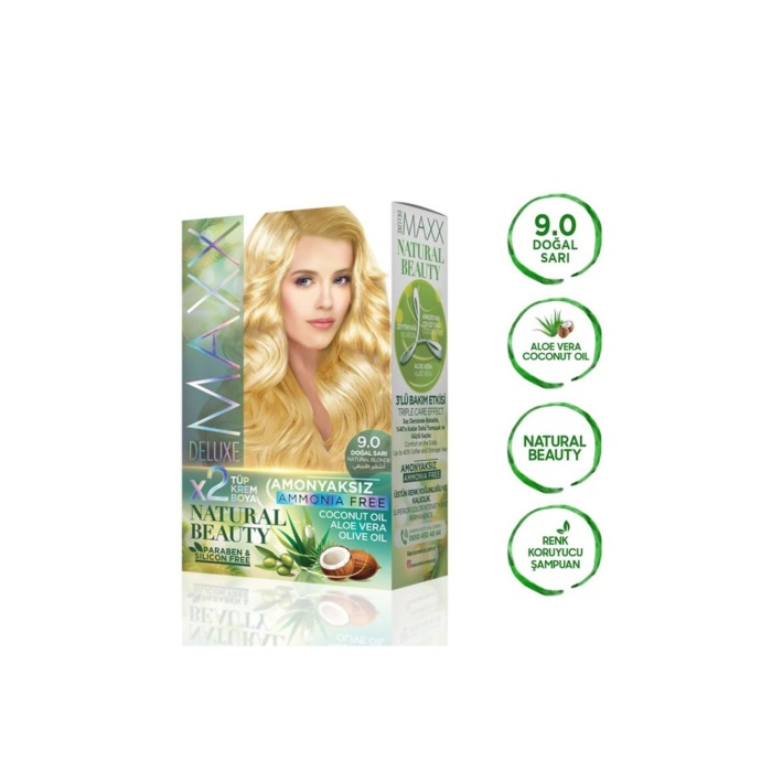 2 Paket Natural Beauty Amonyaksız Saç Boyası 9.0 Doğal Sarı