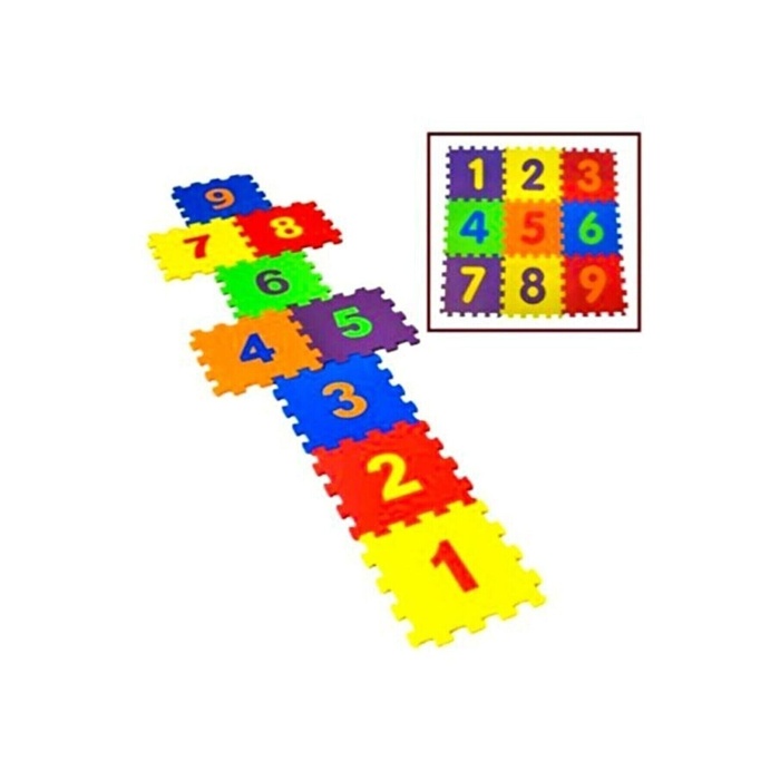 9 Parça Büyük Boy Rakamlı Sayılı Sünger Yapılı Oyun Karosu Yer Matı Puzzle Yapboz
