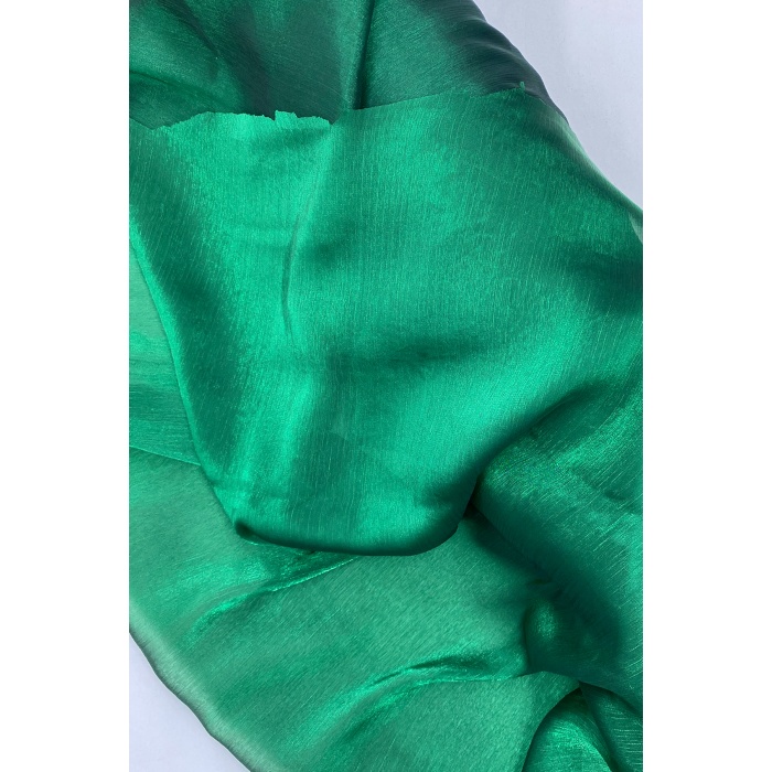Abiye Elbiselik Işıltılı Tül Cam Organze Kumaş Zümrüt Yeşil