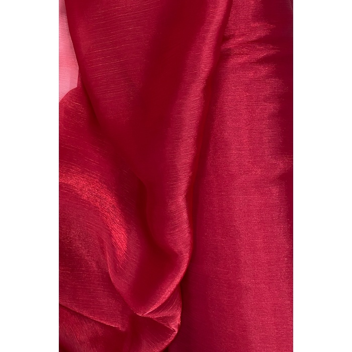 Abiye Elbiselik Işıltılı Tül Cam Organze Kumaş Kırmızı