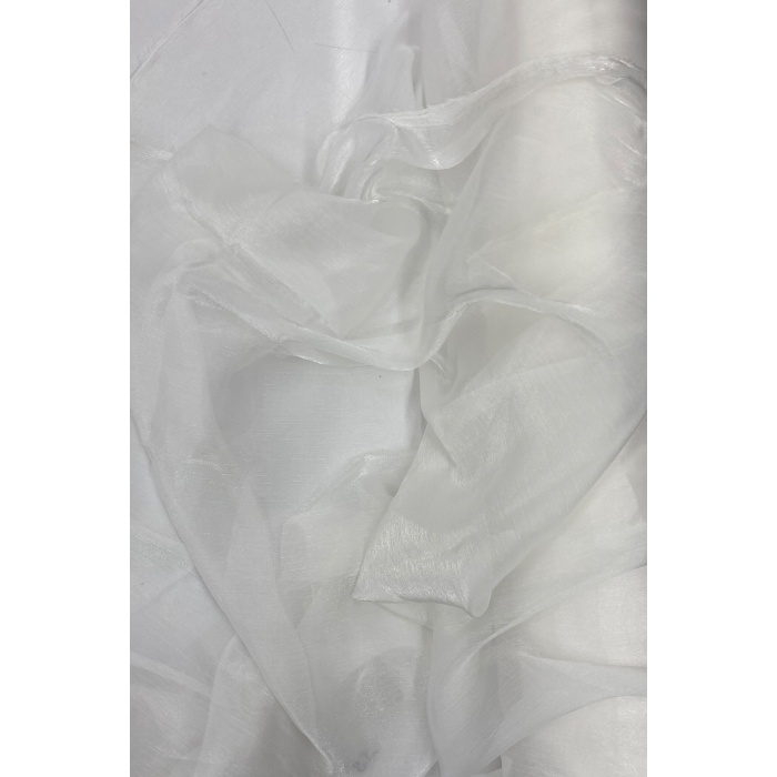 Abiye Elbiselik Işıltılı Tül Cam Organze Kumaş Kırık Beyaz