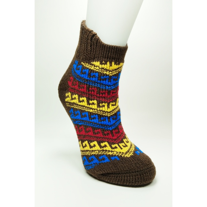 Kalın Kışlık Kadın Soket Çorap Yünlü Havlu Ev Giyim Patik  Desen 1 Kahve