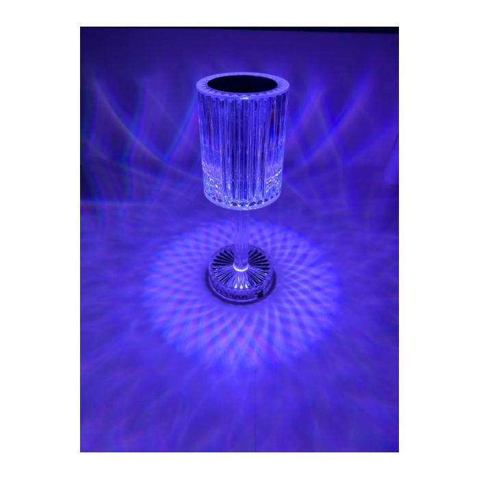Kristal Akrilik Desenli Led Masa Üstü Lamba 16 Renk Uzaktan Kumandalı Dokunmatik 25 Cm Kablosuz Şarj Edilebilir
