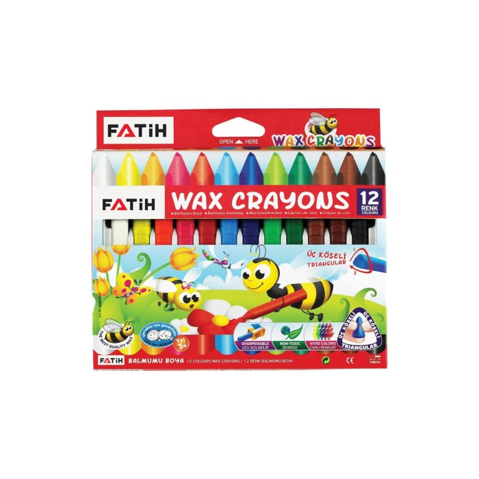 Fatih 50290 Mum Pastel Boya Triangular Üçgen Crayons 12 Renk