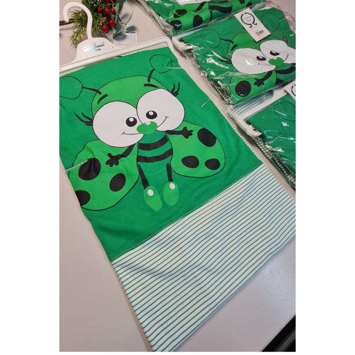 Yeşil %100 Pamuk Bebek Battaniyesi Çift Kat İnterlok Penye 85x80 cm