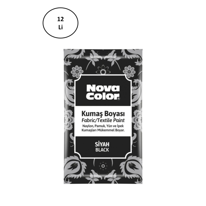 Nova Color 12 Gr Toz Kumaş Boyası Siyah Nc-904 12li