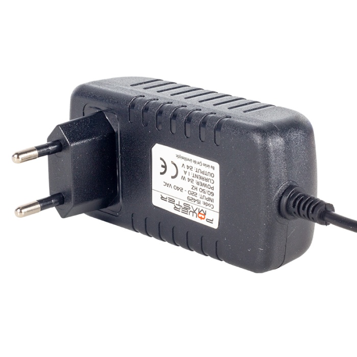 POWERMASTER PM-15429 24 VOLT - 1 AMPER 5.5*2.5 MM UÇLU PRİZ TİPİ PLASTİK KASA ADAPTÖR