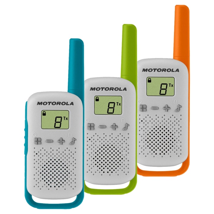 MOTOROLA TLKR-T42 PMR446 EL TELSİZİ 3LÜ PAKET 4 KM MEZİLLİ 8 KANAL (3 ADET İNCE PİL)