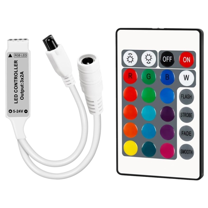 POWERMASTER PM-4615 MİNİ 24 TUŞLU 5 VOLT - 12 VOLT - 24 VOLT - 3.2 AMPER KUMANDALI RGB LED KONTROL CİHAZI