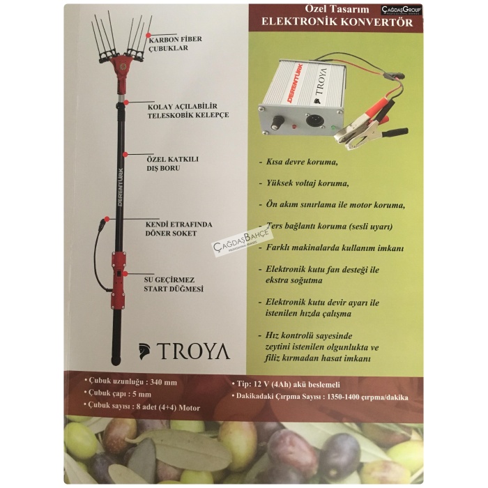 Derentürk Troya Zeytin Hasat Makinesi  - 12 Volt Akü İle Çalışır