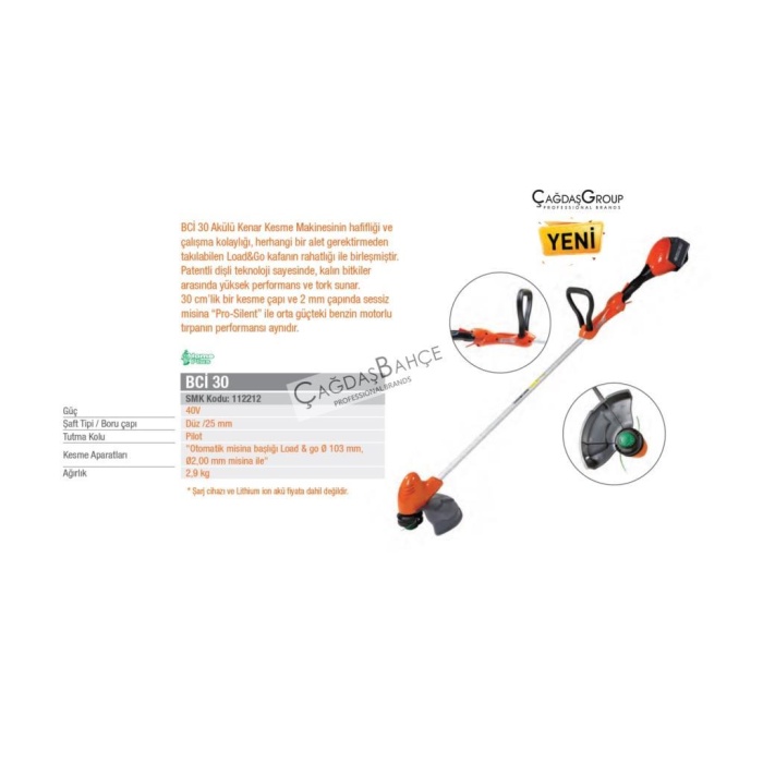 Oleomac BCİ30 Akülü Şarjlı Kenarkesme Tırpan 40V 2.9 Kg