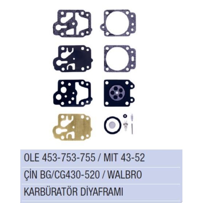 TÜM MODELLER BG430 /CG430 / BG520 / CG520 KARBÜRATÖR DİYAFRAM WARBRO