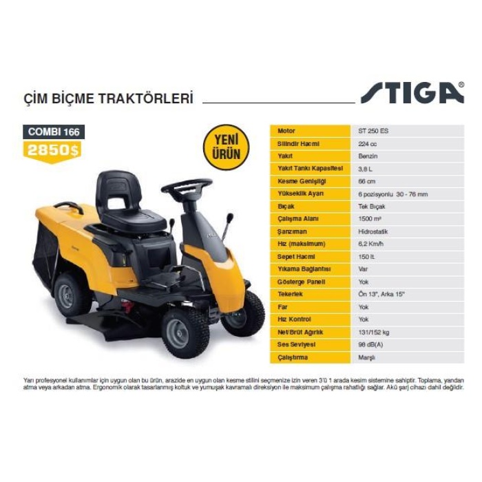 Stiga Combi 166 Çim Biçme Traktörü