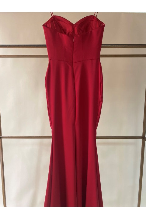 Can Çapar Couture  Askılı  Kırmızı Abiye Gece Elbisesi