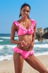 Kadın Fırfır Detaylı Bikini  Alt 209202 Neon Pembe