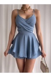 İp Askılı Şort Etekli Marbella Elbise - Mavi