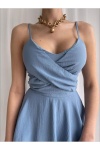 İp Askılı Şort Etekli Marbella Elbise - Mavi