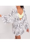 Beyaz Desenli Kısa Kimono