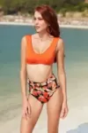 Kadın Kemerli Askılı Yüksek Bel Bikini Takım