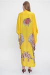 Sarı % 100 Cupro Baskı Kimono