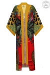 Sarı %100 Cupro Baskı Kimono