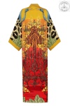 Sarı %100 Cupro Baskı Kimono