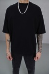 Oversize Siyah Erkek T-shirt %100 Pamuk, Kalın Dokulu