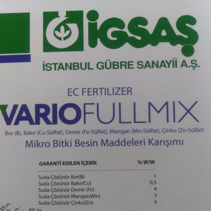 İGSAŞ vario fullmix 1 KG - Bor, Bakır, Demir, Mangan, Çinko EC Fertilizer Organomineral Gübre