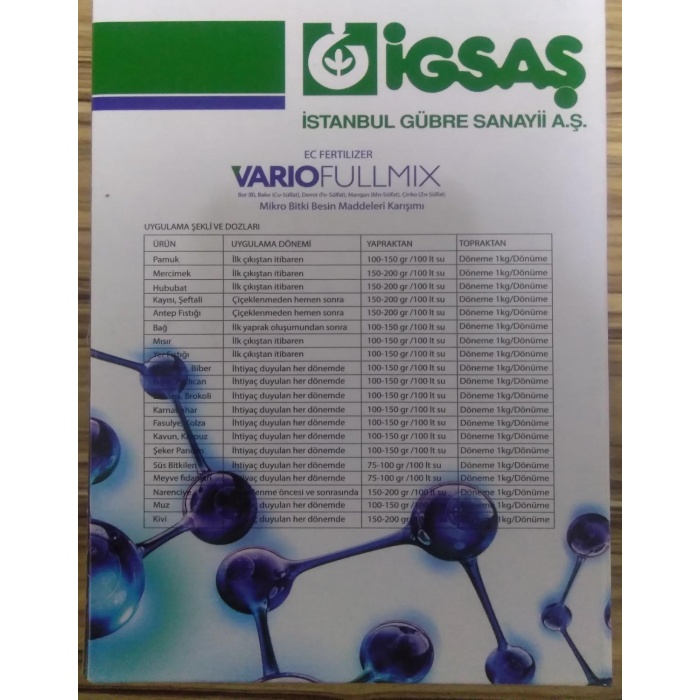 İGSAŞ vario fullmix 1 KG - Bor, Bakır, Demir, Mangan, Çinko EC Fertilizer Organomineral Gübre