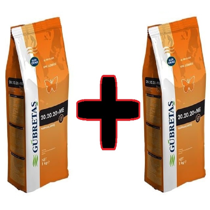 2 Adet Gübretaş 20-20-20 NPK Gübresi 1 Kg, Orijinal Paket