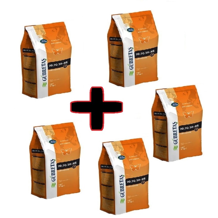 5 Adet Gübretaş 20-20-20 NPK Gübresi 1 Kg, Orijinal Paket