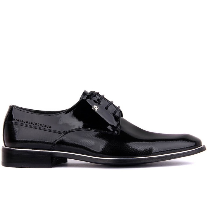 Fosco 8035 Bağcıklı Siyah Rugan Erkek Klasik Ayakkabı