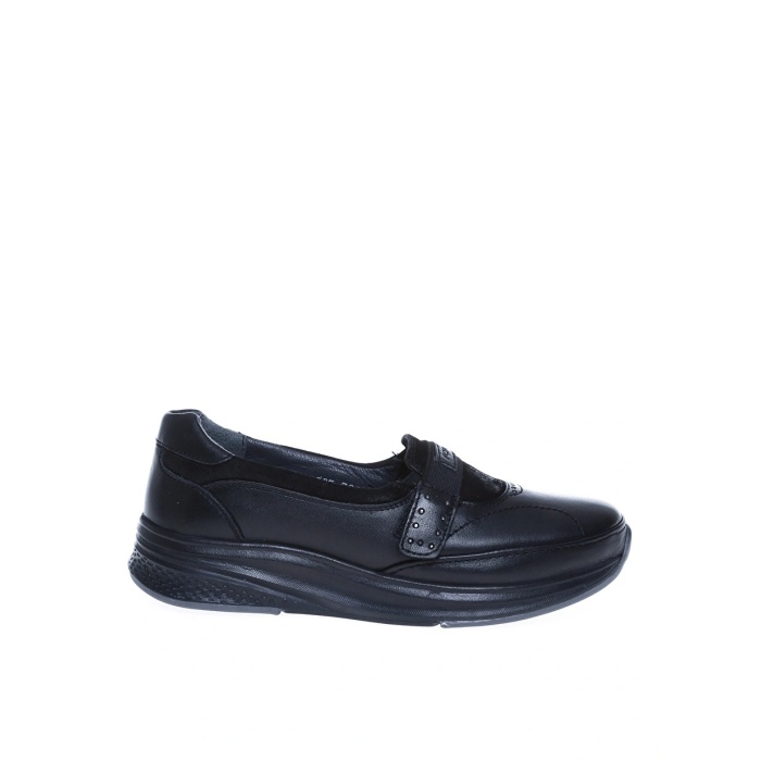 Forelli 29412-G Siyah Kadın Deri Cırtlı Ayakkabı