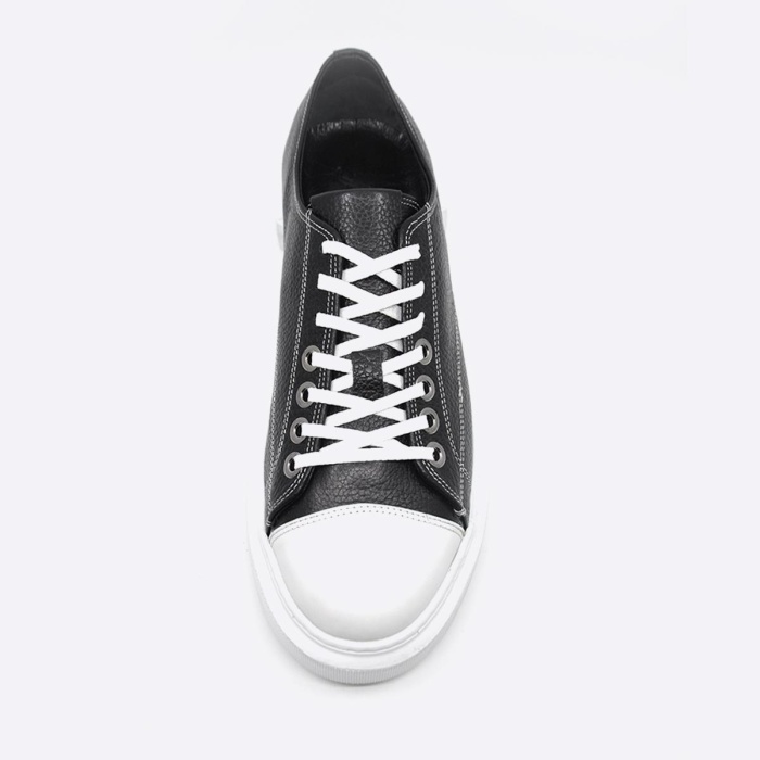Fosco 9901 Siyah Beyaz Hakiki Deri Sneakers Ayakkabı