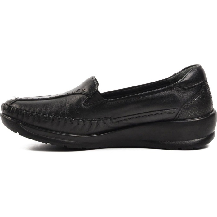 Forelli LINA 55022-H Siyah Kadın Günlük Deri Comfort Ayakkabı